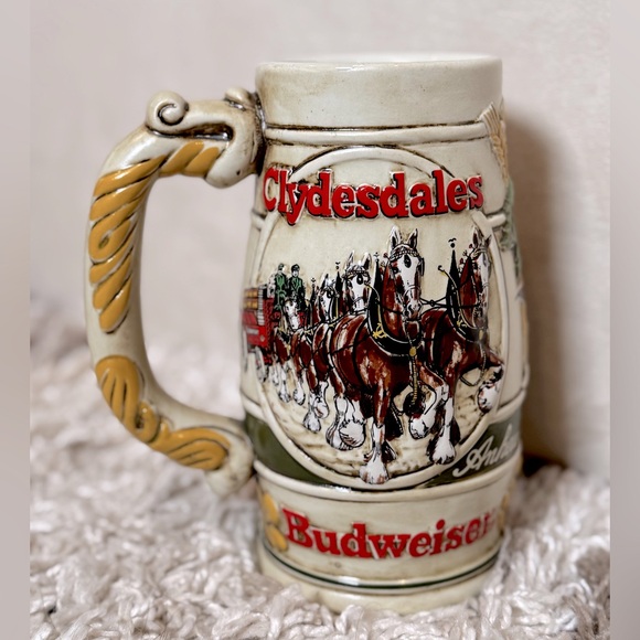 Vintage Budweiser Clydesdales Anheuser-Busch Classic Hops Eagle Logo Stein - Picture 3 of 6